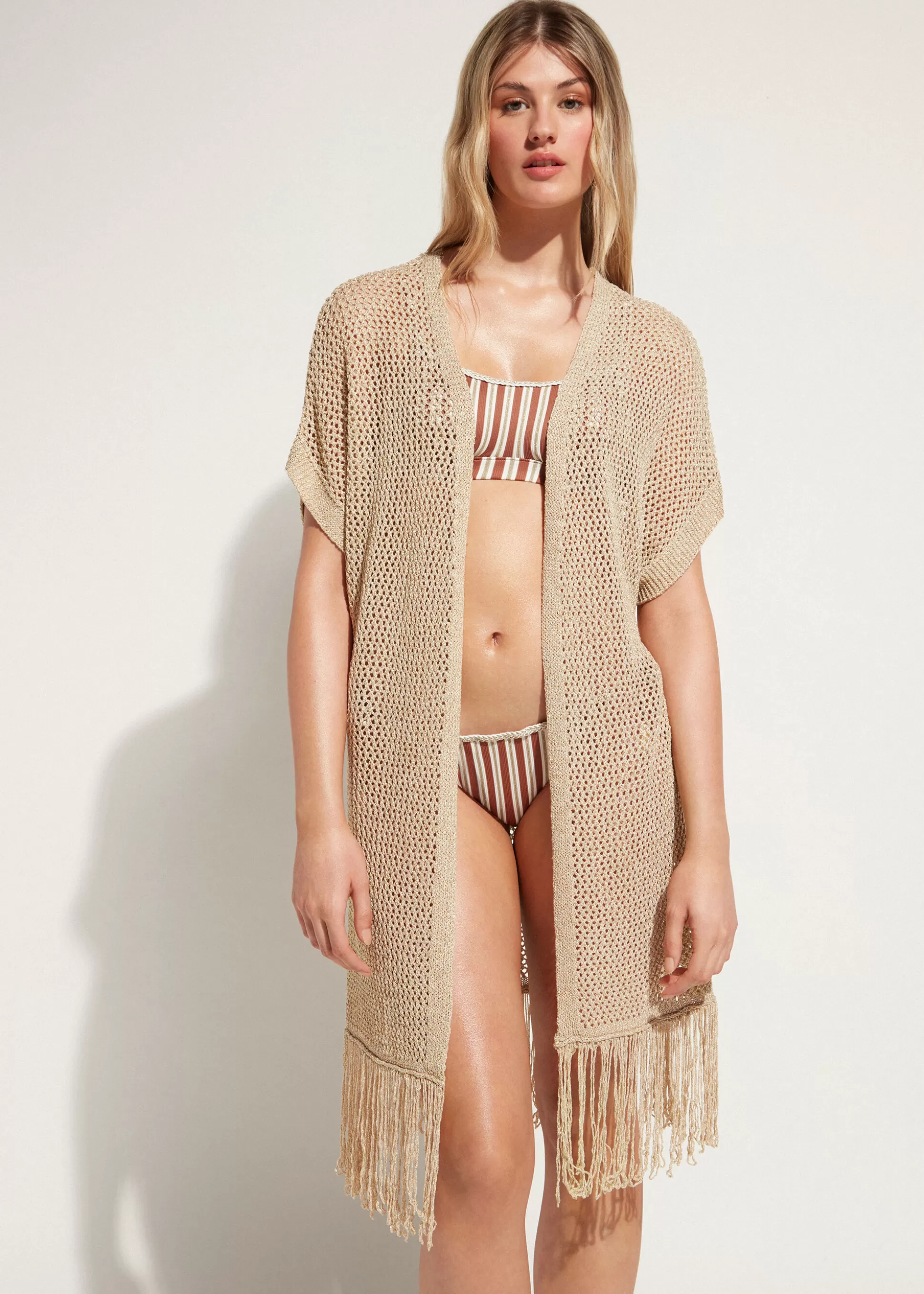 Gilet En Filet Dore Avec Franges*Calzedonia Clearance